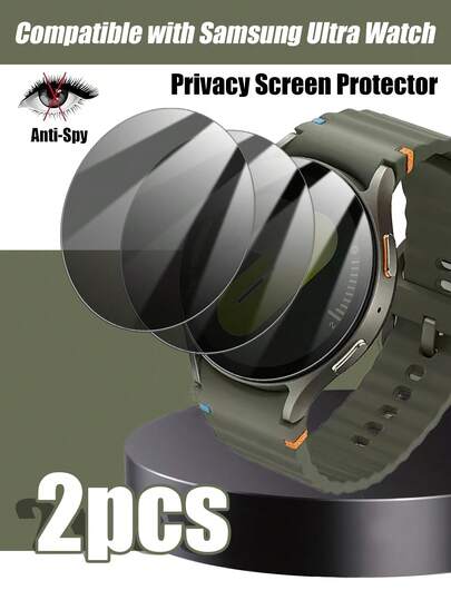 2pcs Anti-Peeping Tempered Glass Watch Screen Protector, Resistant To Daily Bumps And Scratches, Anti-Peeking, Compatible With Samsung Watch Models Gear S2/Gear S3/Gear S4/Gear Sport/Galaxy Watch4 40mm/Galaxy Watch4 44mm/Galaxy Watch5 40mm/Galaxy Watch5 44mm/Galaxy Watch5 Pro 45mm And More.