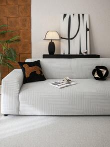 1pc Classic Solid Color Sofa Cover, High Elasticity, Dust-Proof And Dirt-Resistant, Machine/Hand Washable Furniture Protector, Suitable For All Seasons, Fits 3/4-Seater Sofa (Multiple Sizes Available) - Light Grey - View 3