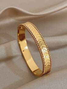 1 pieza Pulsera de cadena con cuentas de acero inoxidable martillado, brazalete de estilo vintage para mujer, regalo para Navidad, fiesta y uso diario - Multicolor - Ver 3