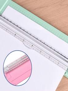 Cortador de papel A4 portátil de plástico, herramienta de corte de fotos mini, cortador de papel manual de escritorio con hoja deslizante, de vuelta a la escuela, útiles escolares - Unitalla - Ver 3