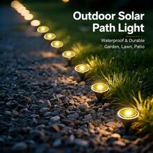 30Pcs Solar LED Pathway Lights Outdoor, 32Ft/10M,8 Modes, Solar Garden Lights Waterproof, Multi Color Landscape Stake Lights, In-Ground Yard Lawn Walkway Lights For Patio Backyard Camping Party Garden Decorr - ánh sáng ấm áp - Xem 2