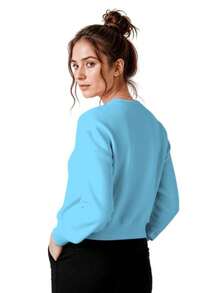 Unisex Crew Neck Sweatshirt With Ribbed Cuffs, Ideal For Winter - Streetwear Style. - 查看 2