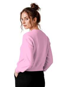 Unisex Crew Neck Sweatshirt With Ribbed Cuffs, Ideal For Winter - Streetwear Style. - 查看 2