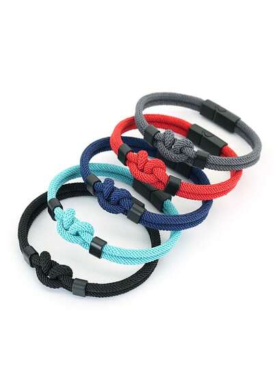 1Pc Handmade Braided Hoop Knot 4mm Milan Rope Black Clasp Outdoor Riding Wristband Outdoor Survival Father's Day Gift