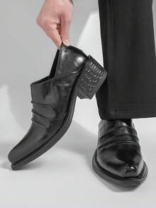 2026 Nuove scarpe derby a punta per uomo, primavera, scarpe casual eleganti con pieghe versatili, stile britannico slip-on loafer, alla moda per discoteca, parrucchiere, giovani uomini - nero - Visualizzare 9