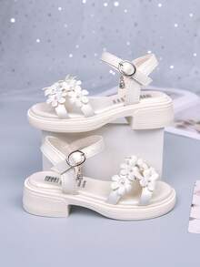 2026 Summer Beach Shoes New Kids Shoes Toddler Flower Pearl Soft Bottom Fashion Non-Slip Princess Sandals For Girls - White - View 8