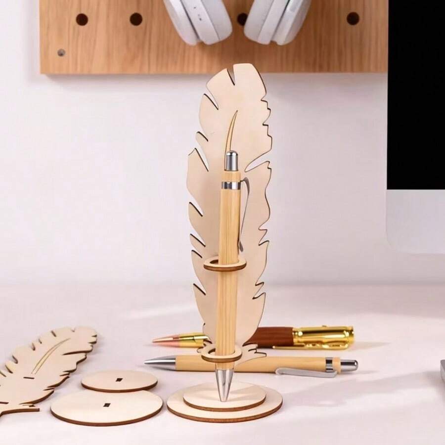 Feather Shaped Pen Holder, Pen Stand, Office Desk Organizer, Pen Case - Feather Shape - View 1