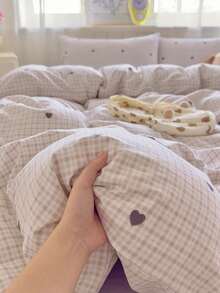 3件套涤纶复古格子印花床上用品套装，适合男孩/女孩宿舍，拉链封口，四季皆宜，柔软透气，适用于宿舍床、单人床、双人床、特大床、卧室（包含1个被套、2个枕套，不含填充物） - 彩色 - 查看 7