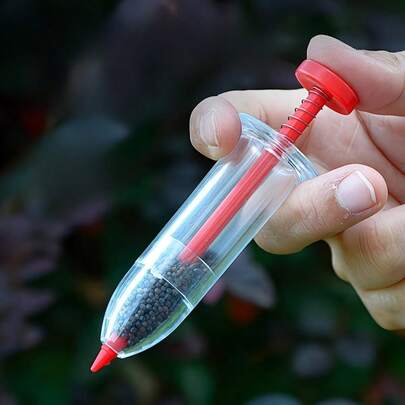 1 pieza Plantador de semillas manual de color aleatorio, herramienta sembradora manual mini adecuada para jardinería, plantas en macetas y siembra en el jardín, suministros de jardinería esenciales