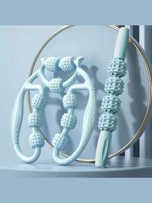 2件装瑜伽腿部按摩器 - 腿部滚轮、泡沫轴、肌肉按摩工具，用于腿部拉伸和放松，多功能按摩器 - 彩色 - 查看 9