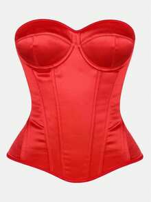 Corpete Vermelho, Corpete Ajustado Minimalista e Elegante que Afina a Cintura, Adequado para Bailes, Festivais de Música e Uso Diário - Vermelho - Visão 1