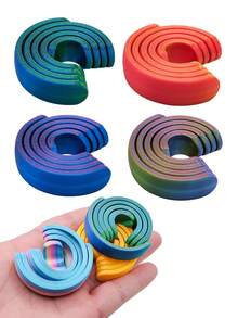 1pc Star Realm Decompression Disk Rotating Ring Pressure Reducing Toy - Colorful Stripes And Vortex Patterns, 360° Spiral Polygon Rings | Suitable For Use In Offices And Homes, Fingertip Pressure Reducing Toy, Creative Gift Choice, Fashionable Appearance, Concentration Aid Tool, Bright Colors, Smooth Rotation, Entertainment And Relaxation, Unique Gift - Spiral Decompression Disc - View 1