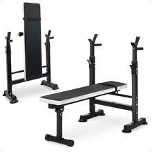 Steel Weight Bench W/ Squat Rack In Multiple Colors, 400 Lb User Capacity - Foldable Home Gym Equipment For Range Of Workouts W/ 6-Position Barbell Holder & Adjustable Seat And Recliner - Đen/Trắng - Xem 1