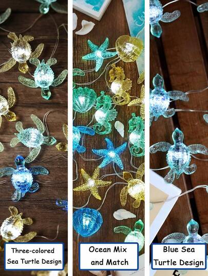 Dây đèn LED chủ đề đại dương, đèn ngủ hình sinh vật biển dễ thương, trang trí bãi biển, đèn trang trí nàng tiên cá, đèn trang trí rùa và cá ngựa, đèn hình cá ngựa, vỏ sò, sao biển, sò biển chạy bằng pin, thích hợp cho tiệc bể bơi, phòng ngủ, tiệc bãi biển, trang trí trong nhà/ngoài trời, đám cưới, nhà cửa, phòng ốc, trang trí tường (Có nhiều kiểu dáng để lựa chọn)