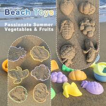 Set di giocattoli da spiaggia a forma di anguria - Forma carina a forma di frutta, materiale PP durevole, adatto per giochi all'aperto e divertimento in spiaggia, inclusi secchio pieghevole, pala e rastrello, design divertente, set di giocattoli da spiaggia in plastica durevole - Multicolore - Visualizzare 8