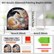 1pc Diamond Painting Tissue Box Kit - Cats, Owls, Puppies, Doves Patterns, Acrylic Material DIY Rhinestone Handicraft, Open-Style Tissue Box - Convenient For Dining Table, Living Room, Gift Giving - View 3