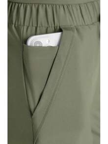 Solid Color Multi-Pocket Pants, Women's Fashion Commuter Loose Trousers, Wide Leg Casual Outdoor Comfortable Pants Spring - Olive Green - View 4