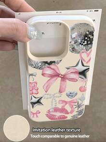 Bow-Knot 1pc White Bow Lip Print Personalized Pattern Full Coverage TPU Shockproof Phone Case Compatible With Apple 17, 16, 15, 14, 13, 12, 11 Pro Max And Series - Multicolor - View 3