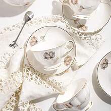 CHENP.HMC - Juego de té de cerámica de porcelana 22 piezas tetera y taza 30 onzas para 6 juegos de regalo amantes del té o café boda cumpleaños - Flores - Ver 7