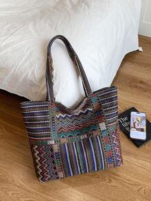 Large Capacity Handbag For Women, New Fashionable Versatile Commuter Shoulder Tote Bag - Multicolor - View 5