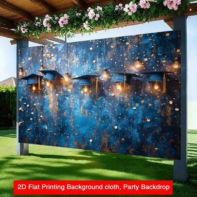 1 Piece Of 2D Flat Banner Background Cloth, For Middle School Graduation, Birthday Banner, Decorative Banner, Polyester Material Photography Hanging Cloth, Suitable For Events, Weddings, Parties, Anniversaries, Ceremonies, And Indoor Holiday Atmosphere Decoration. Various Styles And Styles Are Available For Selection.