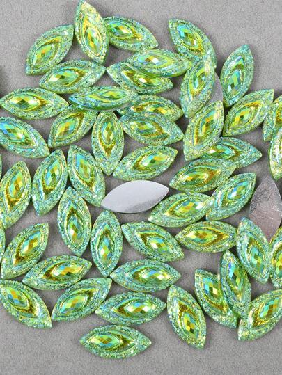 100pcs/Pack, 7*15mm Horse Eye Shaped Resin Rhinestones, Colorful AB Flat Bottom Rhinestones, Colored Resin Rhinestones, AB Rhinestones For Clothing, Bags, Shoes DIY