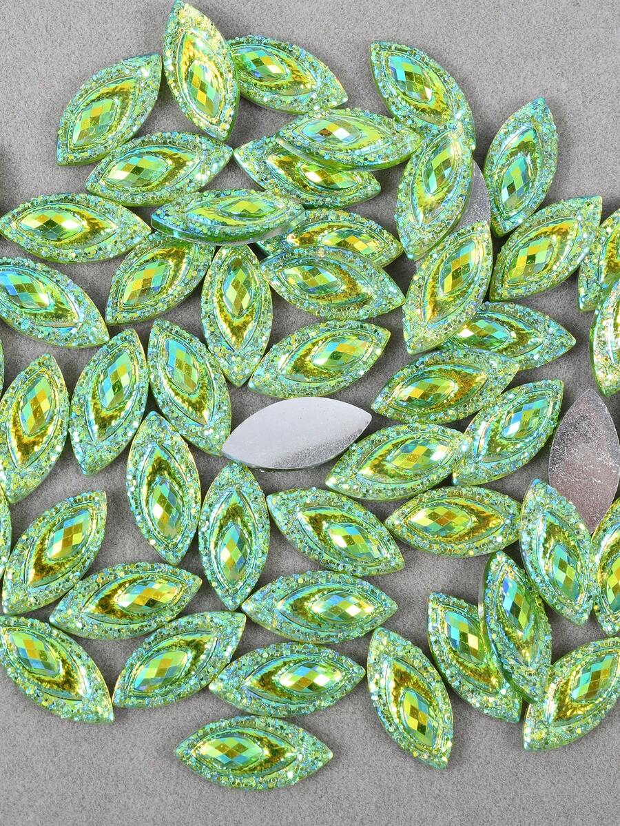 100 piezas/paquete, 7*15mm Piedras de Rhinestone de resina con forma de ojo de caballo, Rhinestones planos de colores AB, Rhinestones de resina de colores, Rhinestones AB para ropa, bolsos, zapatos DIY - 7*15 mm 100 piezas - Ver 1