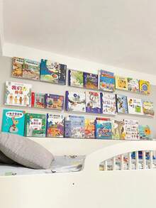 1pc Acrylic Bookshelf, Wall-Mounted Bookcase, Toy Storage Organizer Rack, Transparent - Transparent - View 4