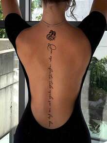 1-2 Tatuajes temporales artísticos con frases realistas de mariposas y citas inspiradoras, adecuados para fashionistas. - Negro - Ver 3