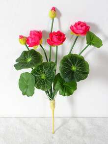 1/4 Pack Artificial Pink Lotus Flowers, Simulated Lotus, Small Potted Artificial Flowers, Suitable For Home Decor, Office Decor, Hotel Tabletop Decor, Wedding Decor, Living Room Artificial Plants, Wedding Supplies, Tabletop Decorations - Multicolor - View 12