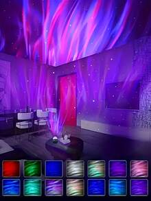 Minimalist Design Polar Projector With Remote Control, Aurora Projection Lamp, USB Powered, LED Comet Effect Lighting, Remote Control Included, Suitable For Bedroom Star Projector, Night Light Projector, Great For Parties, Birthdays, Relaxing Atmosphere In Office Or Home, Purple LED Lights, Ideal Gift For National Day, Labor Day - Multi-color light - View 9