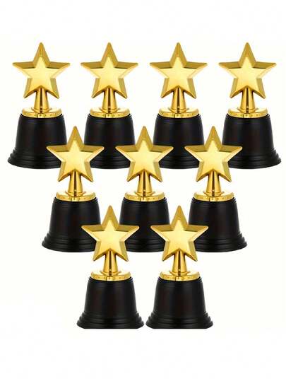 6/12pcs Gold Star Shaped Plastic Trophy, Suitable For Props, Award Prizes, Competition Prizes, Graduation Gifts And Party Favors, Mini Gold Star Trophies, Plastic Achievement Trophies, Suitable For Sports Games Props, Office Party Favors, Accessories