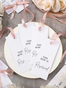 12pcs Elegant Wedding Seat & Row Number Signs With Ribbon, B2, C3 Labels For Ceremony Seating, Portable Paper Seat Map, Suitable For Wedding, Event, Party, With Numbering - Multicolor - View 4
