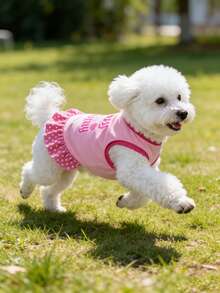 宠物服装，猫狗连衣裙，粉色爱心裙，透气贵宾犬公主裙，春夏款 - 粉色 - 查看 3