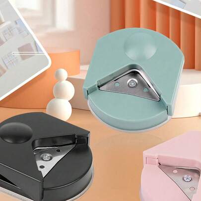 1 st R4 hörnskärare bärbar pappersskärmaskin, kort- och fotoverktyg för gör-det-själv-pyssel, sned vinkelskärare, rak och böjd kanttrimmer, skolmaterial, skolstartsäsong