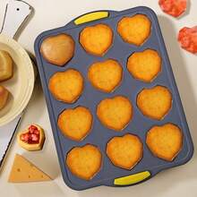 1pc Silicone 12-Cavity Heart Shaped Mold, 3D Heart Cake Mold, Pudding Chocolate Jelly Baking Tool - View 4