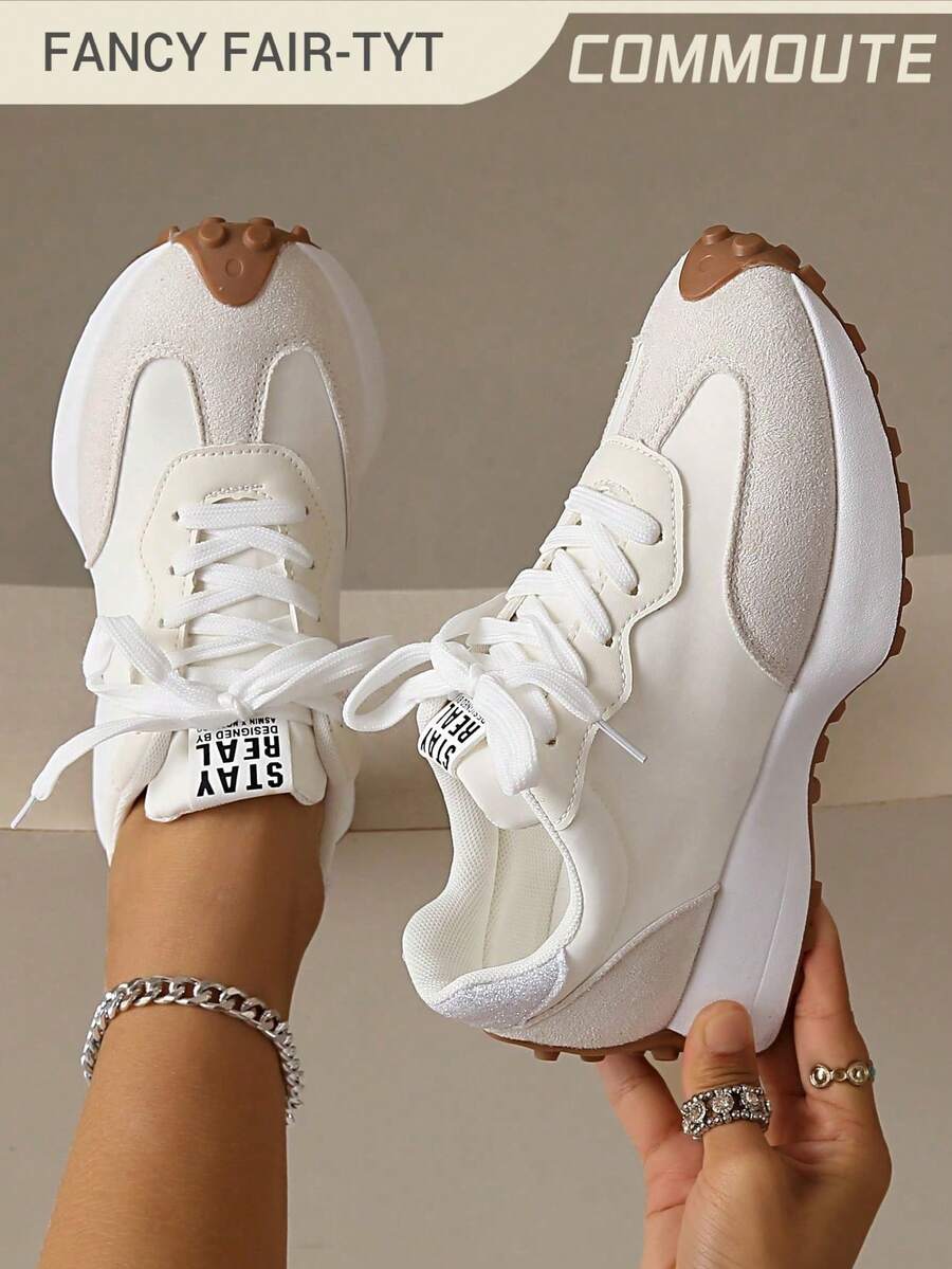 Women's Casual Sports Shoes, Lightweight Non-Slip Fitness Running Shoes, Tennis Shoes, Sneakers - 白色 - 查看 1
