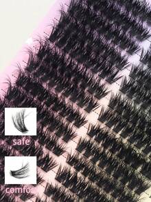 504PCS/252PCS 80D D-Curl Fluffy False Eyelashes, Lash Glue, Tweezers & Brush Included, 0.31-0.63inch Faux Mink Individual Lash Clusters, Reusable Soft Natural DIY Lash Extension Kit, Beginner Friendly Lash Clusters, Individual Eyelashes, Lashes, Fake Lashes, Perfect For Halloween, Christmas, Valentine's Day, Parties & Festival Glam Beauty - 黑色 - 查看 7