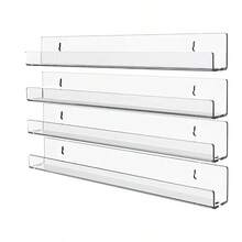 2/4pcs Acrylic Invisible Floating Bookshelf, Wall Mounted Display Rack, Modern U-Shaped Wall Shelf For Books, Photos, Vinyl Records - Clear - View 8