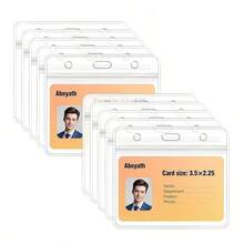 10pcs/Pack Extra Thick ID Card Holder, Heavy Duty Waterproof Transparent PVC Horizontal Sleeve, Resealable, 10pcs Set - Horizontal10pack - View 2