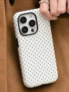 1 pieza Funda de teléfono para iPhone 17 Pro Max con diseño de lunares negros sobre fondo blanco, compatible con iPhone 16 Pro Max, 15 Pro Max, 14 Pro Max, un estuche de teléfono coreano elegante e interesante que también se ajusta a 11/12/13/14/15/16 Pro Max Plus, Galaxy S21/22/23/24/25 Ultra/FE+, NOTE 20 Ultra, A56/36/26/17/16/15, un diseño elegante adecuado tanto para hombres como para mujeres, un regalo ideal para Navidad, San Valentín, Pascua, temporada de bodas y cumpleaños para la novia - Blanco - Ver 2