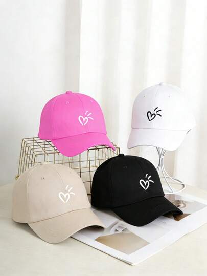 1 pièce Casquette de baseball réglable avec imprimé cœur, style de rue. Chapeau décontracté pour les sports de plein air, convient pour les activités de rue, les trajets et le port quotidien - Cadeau de la Saint-Valentin