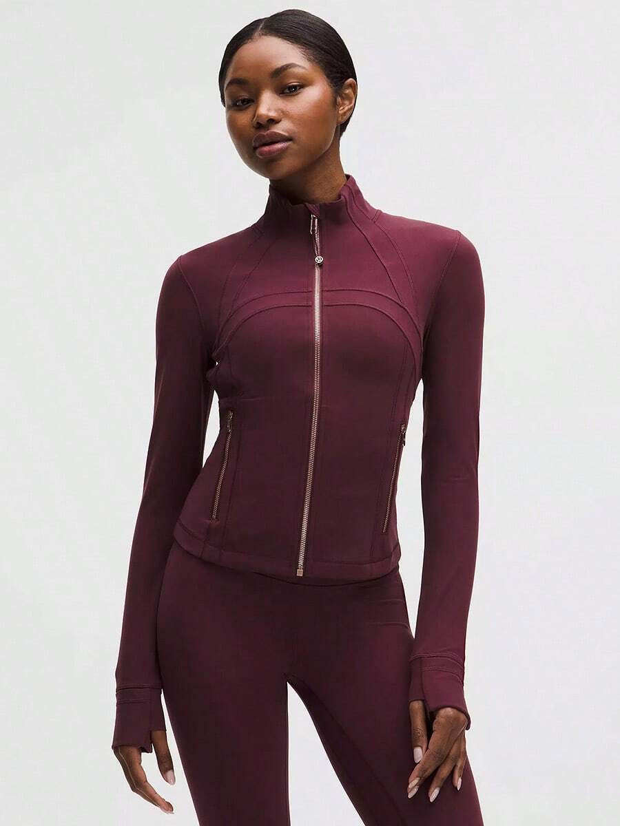 Lululemon Define Cropped Jacket Burgundy Bay Rose Gold-For Yoga Gym Running-Sweat-Yoga-All Seasons Sport-Spring/Summer-Autumn/Winter-Back To School - Burgundy Bay Rose Gold Rose Gold - 查看 1
