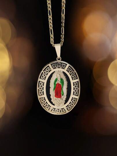 1件18K镀金高品质圣母玛利亚吊坠项链，宗教饰品，男女皆宜，日常佩戴、送礼或派对、祈祷场合皆可佩戴。