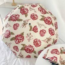 French Ins High-Quality Ditsy Floral Umbrella, Wooden Handle Sunshade Anti-UV Foldable Dual-Use Umbrella - Floral Umbrella - View 4