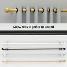 0.748 Inch Metal Curtain Rod/Roman Rod, Max Length 45inch-147inch, Adjustable Length, Fits 1m, 2m, 3 Meters Window Curtain Rod Track Set, Can Be Used As/Shade Rod/Sheer Curtain Rod/Shower Curtain Rod, Wall Mounted Installation, Modern Classic Decor Style - Multicolor - View 5