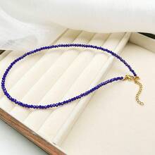 Mặt dây chuyền đá Lapis Lazuli tự nhiên chạm khắc, thiết kế lấp lánh nhiều mặt, phong cách Trung Hoa cổ điển, dây chuyền xương đòn thanh lịch độc đáo. - Nhiều màu - Xem 2