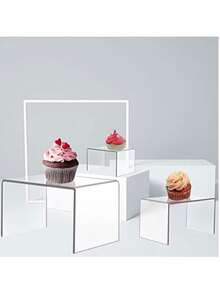 5pcs Transparent Acrylic U-Shaped Display Stand - Reusable Cupcake Stand Suitable For Desserts, Jewelry, Buffet And Party Supplies. Sturdy, Adjustable And Easy To Assemble - Multicolor - View 5