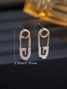 一对优雅的锆石耳钉，时尚百搭的通勤耳环，为日常佩戴增添魅力 - 耳環 - 查看 1