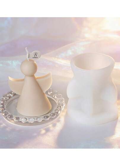 1个3D天使香薰蜡烛硅胶模具，DIY天使香薰石膏扩香石家居装饰硅胶模具